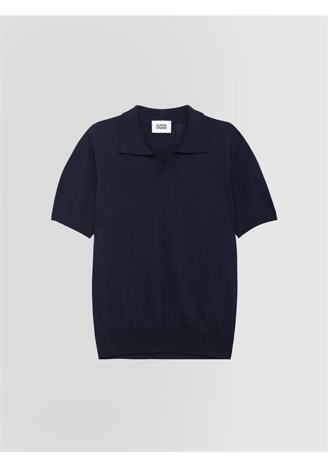 Alpha Studio polo in crepe di cotone blu notte senza bottoni ALPHA STUDIO | Polo | AU-5041B1001